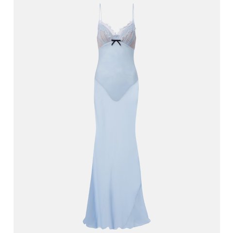 Self-Portrait蕾丝镶边雪纺裙