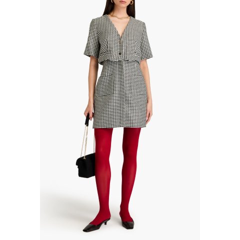 千鸟格呢料迷你连衣裙