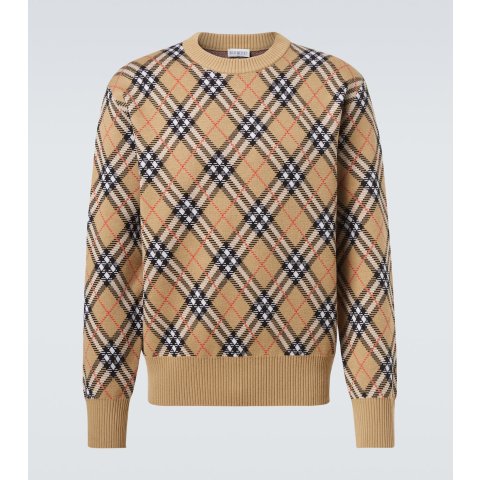 Burberry 格纹羊毛混纺毛衣