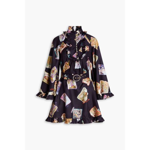 印花真丝短裙连衣裙