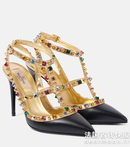 Valentino GaravaniRockstud 绑带高跟鞋 皮革