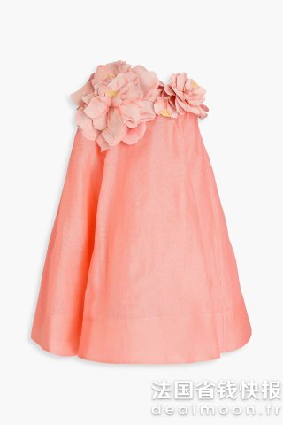 Zimmermann无肩带花卉纱裙 亚麻丝混纺