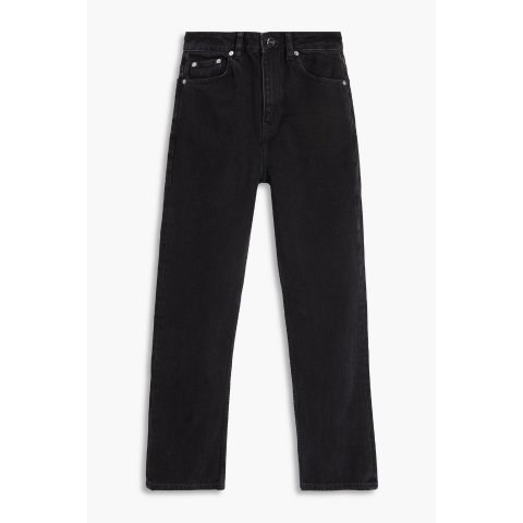 高腰直筒牛仔裤