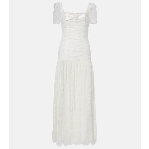 蕾丝褶皱长款礼服