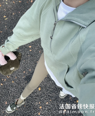 Lululemon@ 猫同学ConnieScuba 宽松半拉链连帽衫