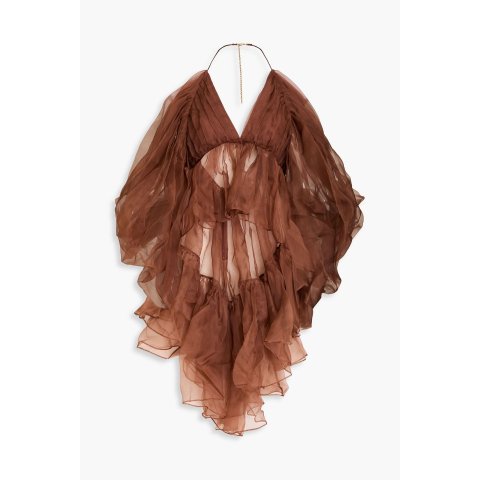 真丝欧根纱露肩上衣