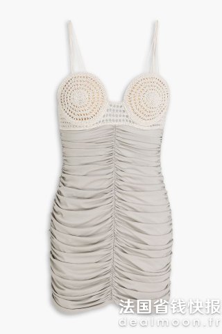 Winc钩针拼接褶皱迷你连衣裙