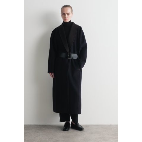 COS羊毛双面呢披肩领大衣