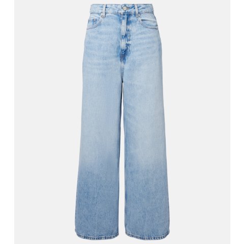 Ganni高腰阔腿牛仔裤