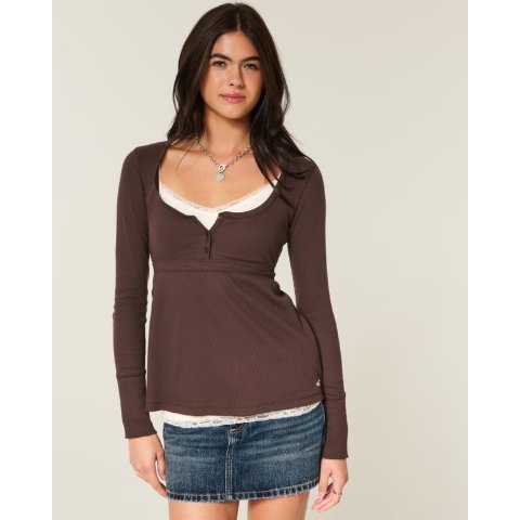 Easy Tie-Back Henley 女式上衣