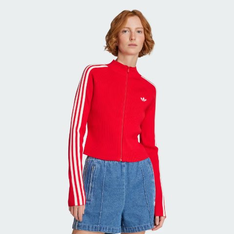 AdidasAdicolor 3-Stripe 女士修身针织外套