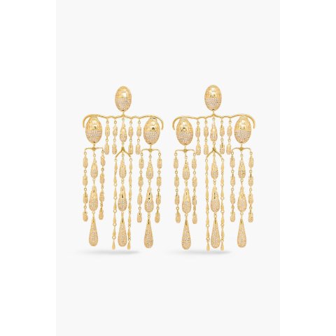 12K金镀层水晶耳环