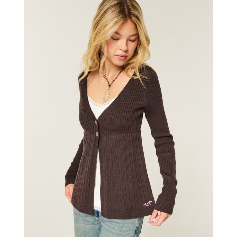 长袖飞边针织开衫