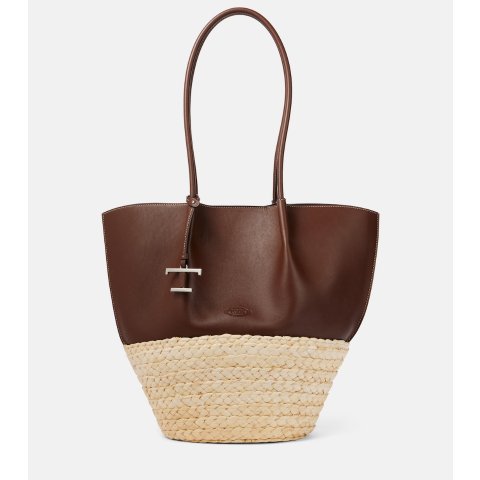 Tod s皮革草编手提包