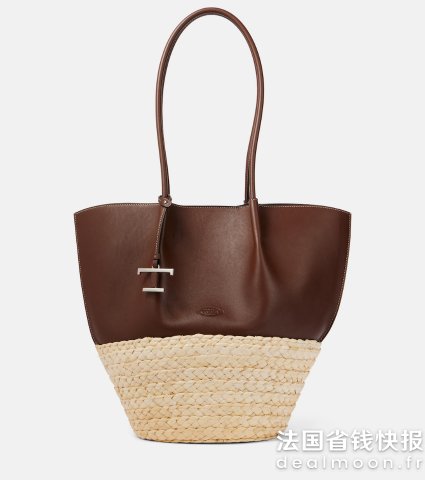 Tod s皮革草编手提包