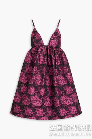 Ganni花卉提花迷你连衣裙