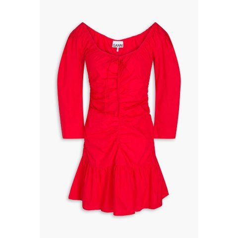 褶皱棉质短连衣裙