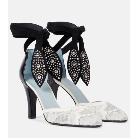 Foliefoliage 85 蕾丝麂皮高跟鞋