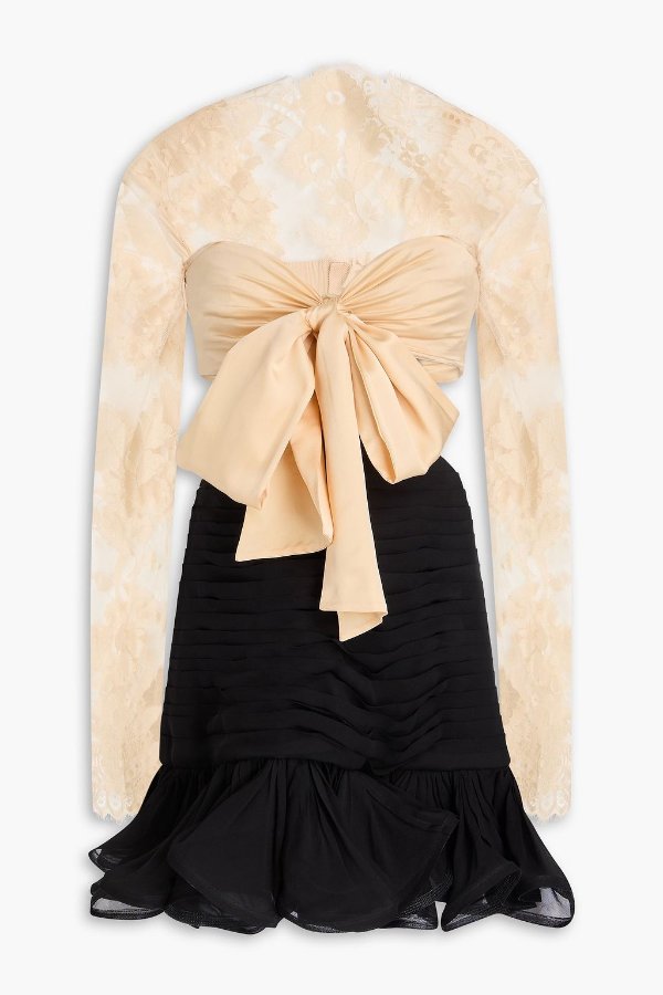 蕾丝拼接真丝乔其纱连衣裙