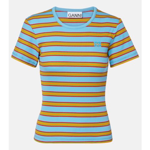 Ganni条纹棉混纺T恤