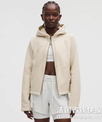 Lululemon奶油白色 微微空气棉的感觉 超好看SLNSH 连帽衫