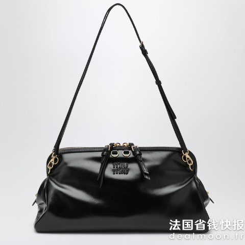 Miu Miu黑色亮面皮革包