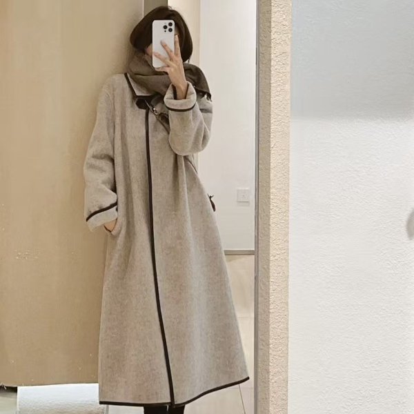 双扣羊毛外套