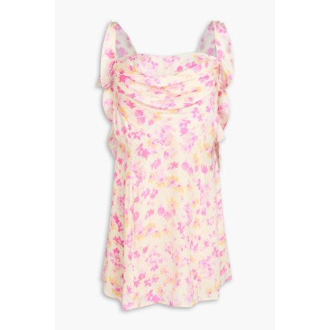 缎面花卉印花迷你连衣裙