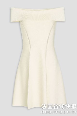 露肩弹力中长连衣裙