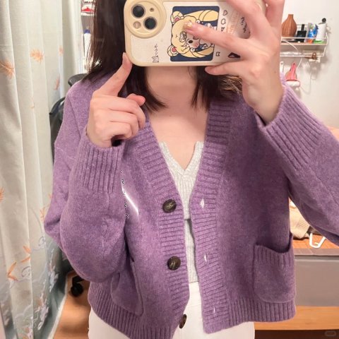 优衣库 女士短款开衫 毛纱