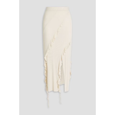 荷叶边中长针织半身裙