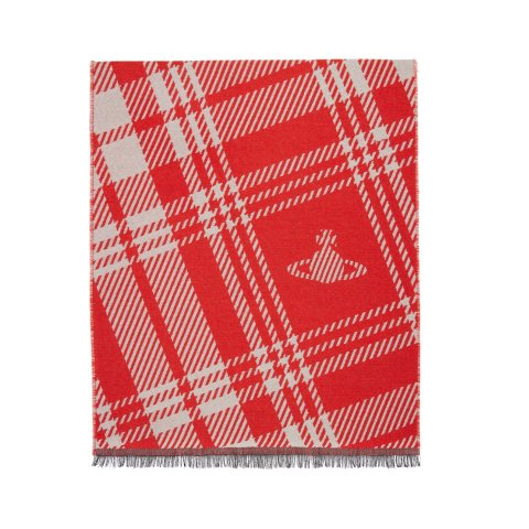 红白格纹围巾