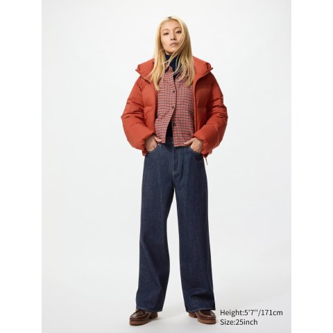 UNIQLO 女士宽松直筒牛仔裤 短款