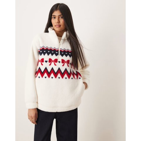 Gilly Hicks 白色四分拉链毛绒卫衣