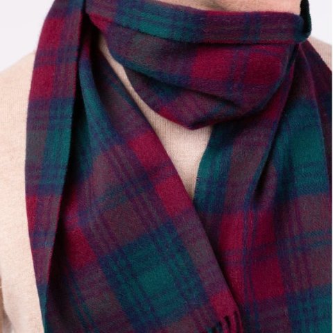 格子呢羔羊毛围巾 - Lindsay