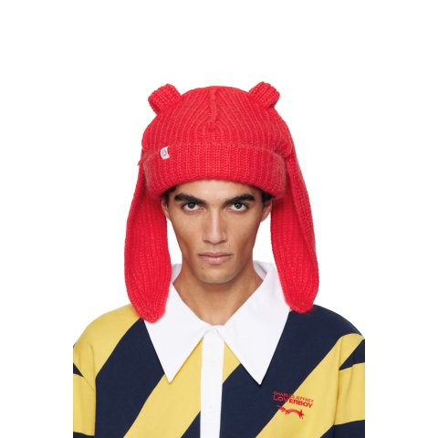 莫海尔兔毛针织帽 红色