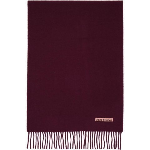 羊毛流苏围巾 酒红色