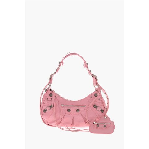 BalenciagaLE CAGOLE 皱褶皮革肩包 