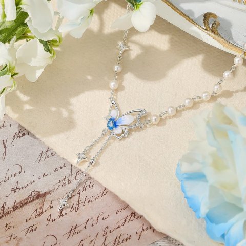 蝴蝶珍珠项链