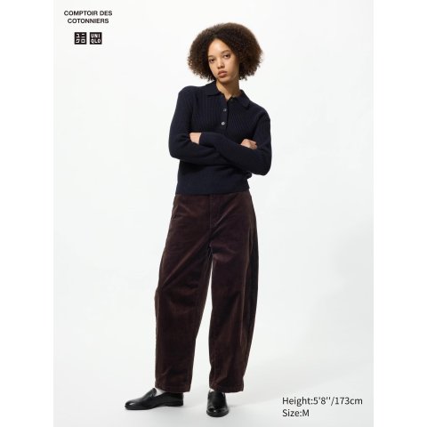 UNIQLO 灯芯绒弯裁长裤 短款