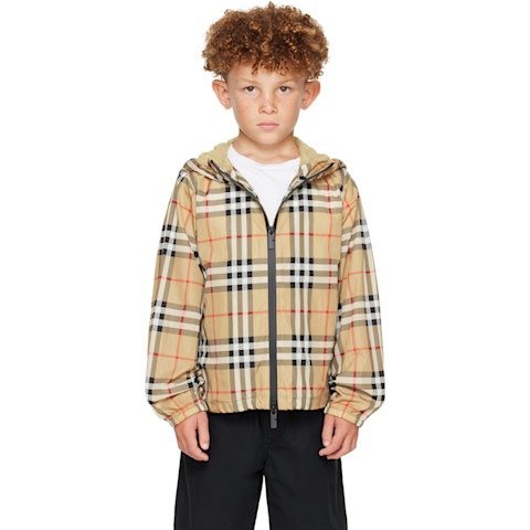 大童格纹夹克 米色