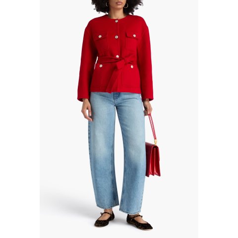 Maje羊毛混纺腰带外套