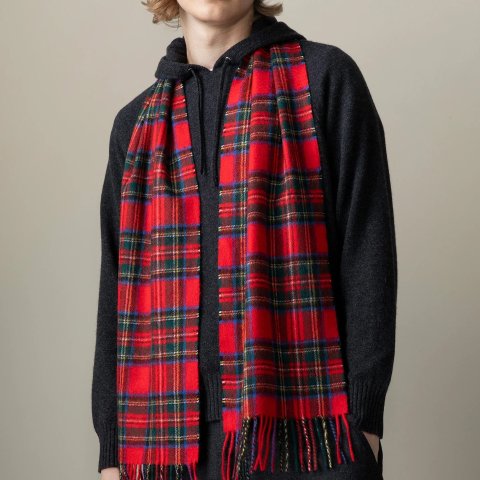 红黑格纹羊绒围巾