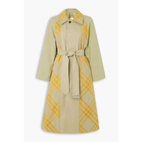 拼接格纹棉斜纹风衣