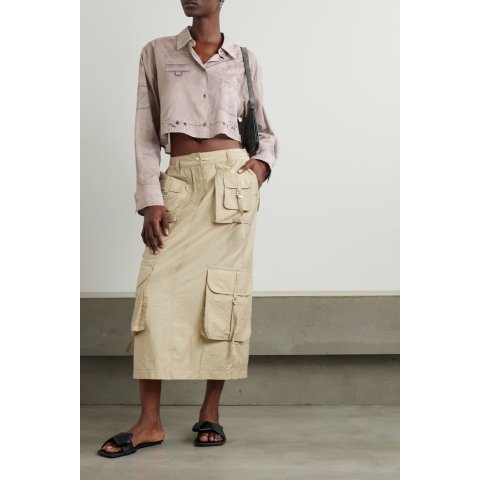 印花棉质短款衬衫