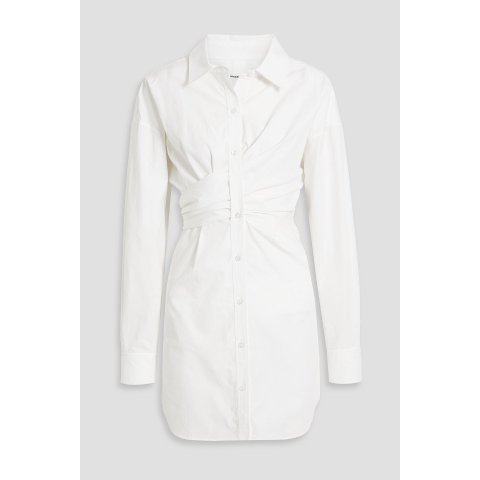 棉府绸裹身迷你衬衫裙