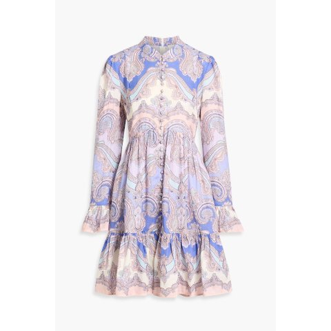 波西米亚褶边亚麻迷你连衣裙