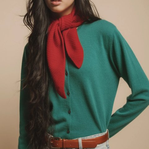 针织羊绒领带 红色