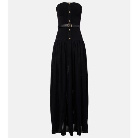 针织束腰抹胸长裙