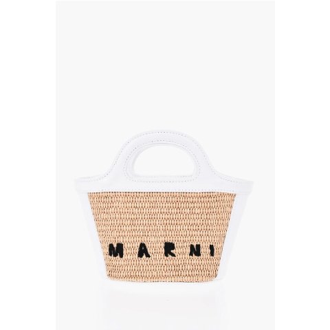 Raffia 迷你手提包 皮革肩带